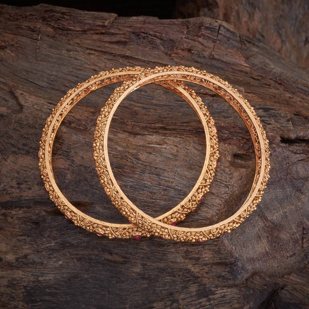 Kushal'S Fashion Jewellery Ruby Gold-Plated Ethnic Antique Bangle-176361 : 422639