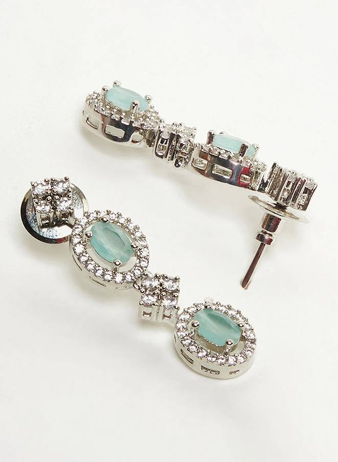 Single String Cz Gems Necklace Set : 8905124460384