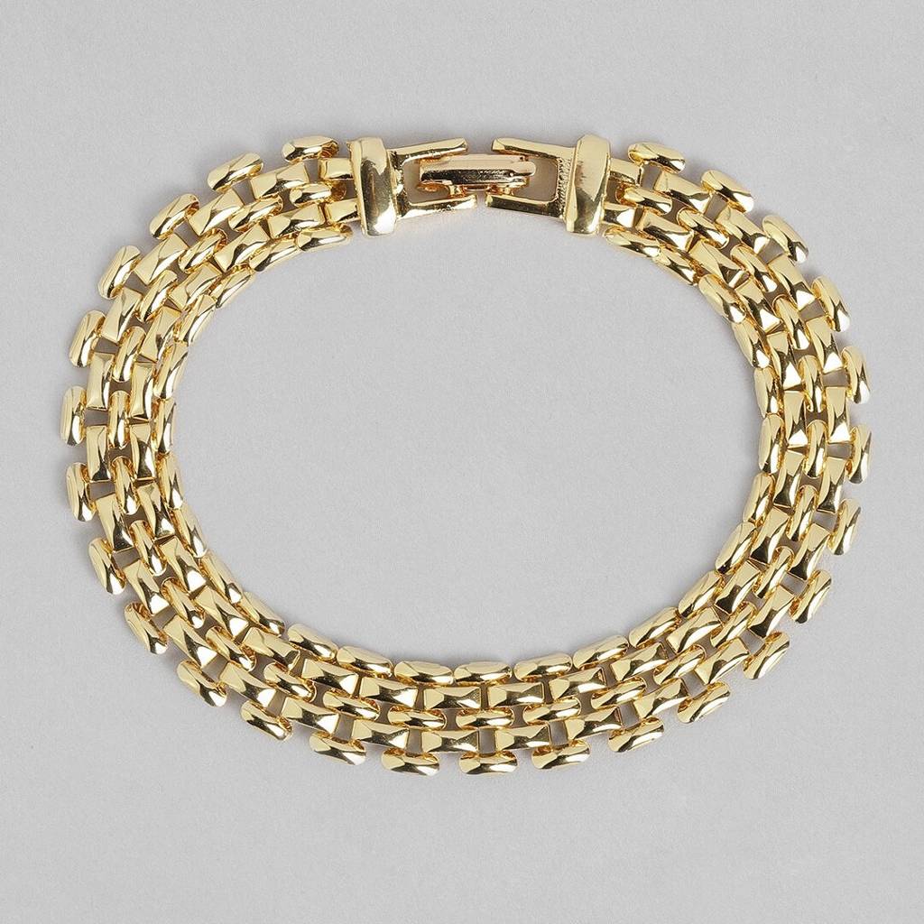 Estele Gold Plated Slender Brick Link Bracelet For Women : 215BR