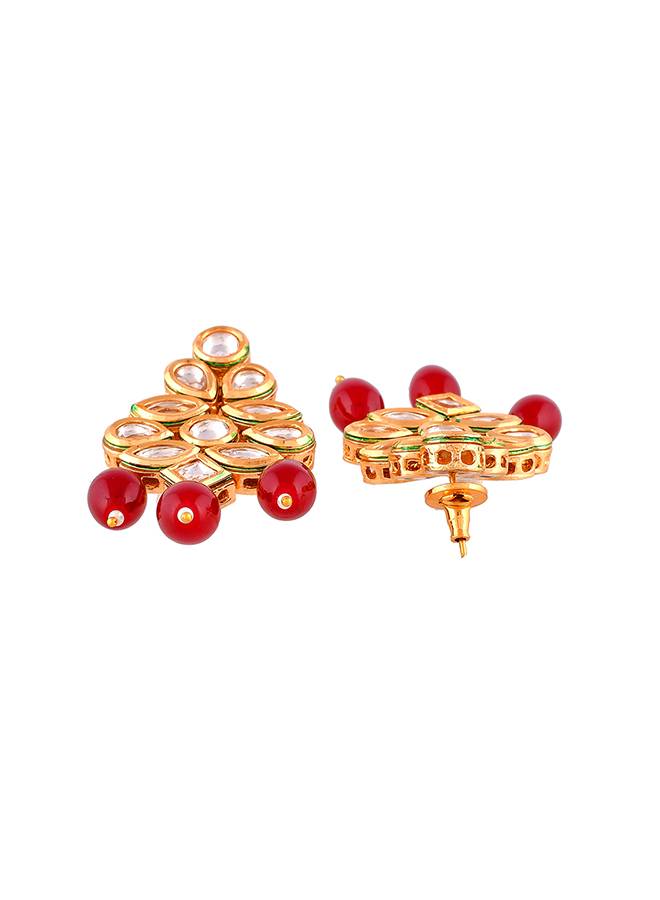 Kundan Elegance Red Beads And Faux Kundan Opulent Maang Tika Set : 8905124504170