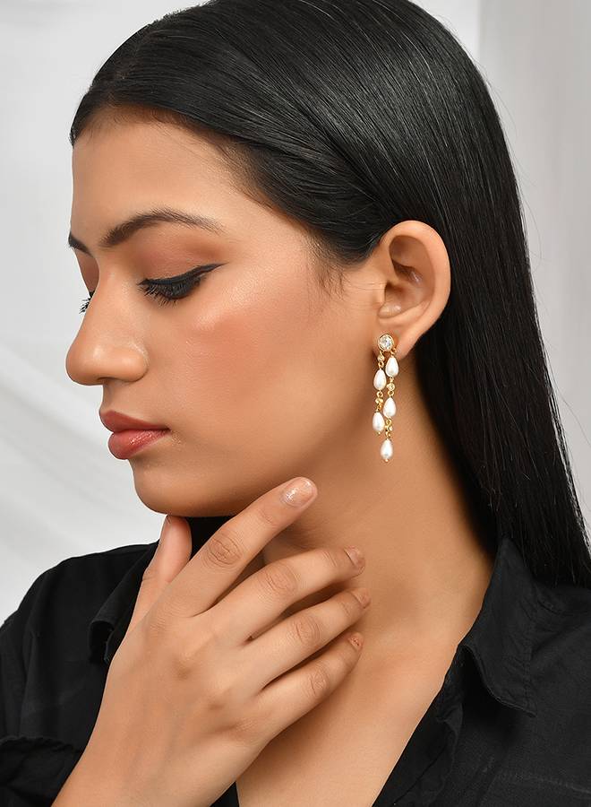 Mothers Day Two Strings Dangler Pearl Drop Earrings : 8905124502121
