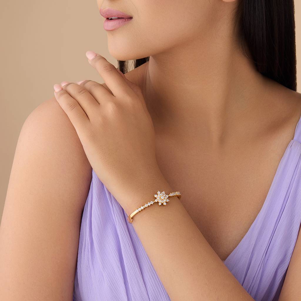 Kushal'S Fashion Jewellery White Gold-Plated Party Zircon Kada-175766 : 421379