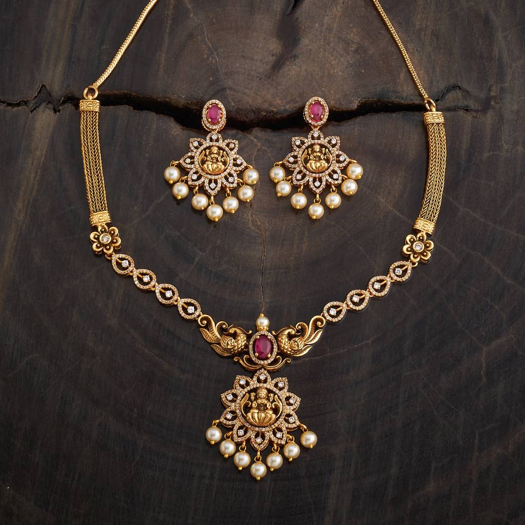 Kushal'S Fashion Jewellery Gold-Plated Ruby Studded Antique Jewellery Set-172640 : 412969