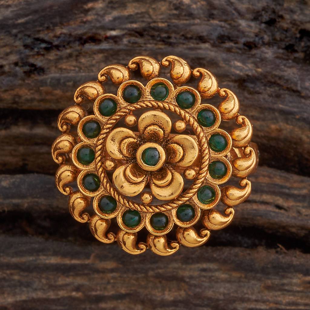 Kushal'S Fashion Jewellery Gold Plated Artificial Stones Studded Finger Ring-178638 : 427709