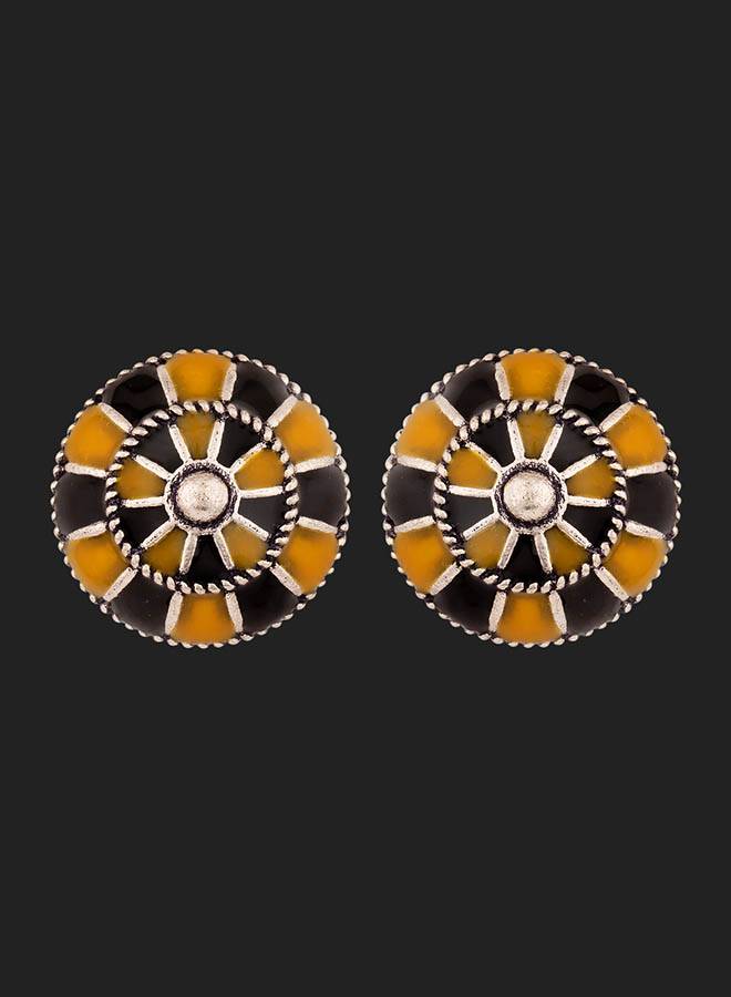 Taal Mridang Enameled Dholki Stud Earrings : 8907617985787