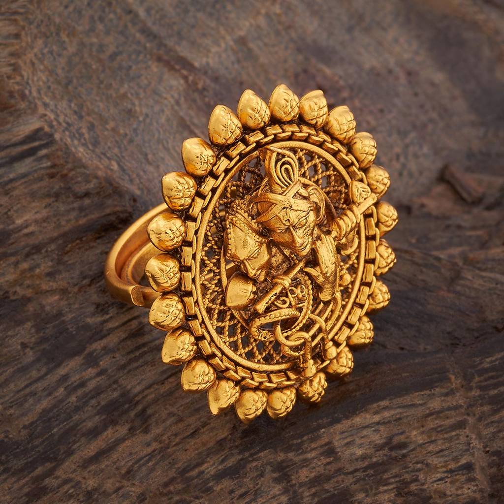 Kushal'S Fashion Jewellery Women Gold-Plated Antique Finger Ring : 429866