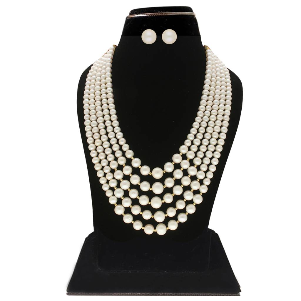 Sri Jagdamba Pearls Saanvi 5 Lines Pearl Necklaces : JPSEP-23-133