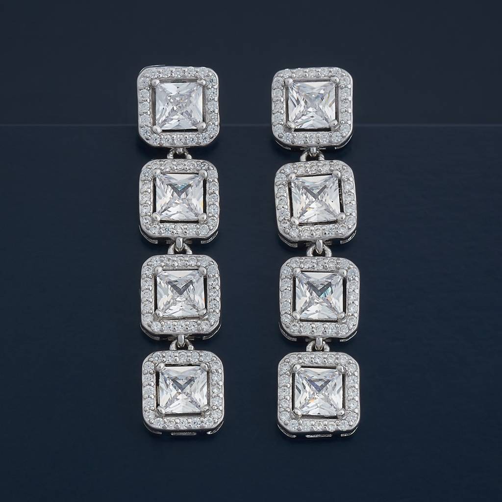 Kushal'S Fashion Jewellery White Rhodium-Plated Party Zircon 92.5 Sterling Silver Drop Earrings-183067 : 437085