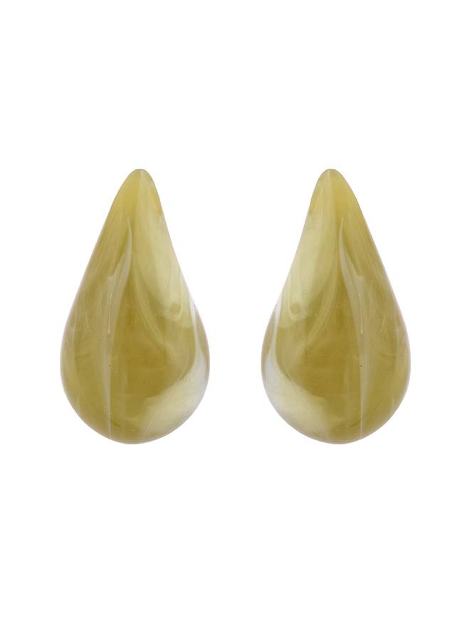 Resin Olive Green Teardrop Stud Earrings : 8905124526226