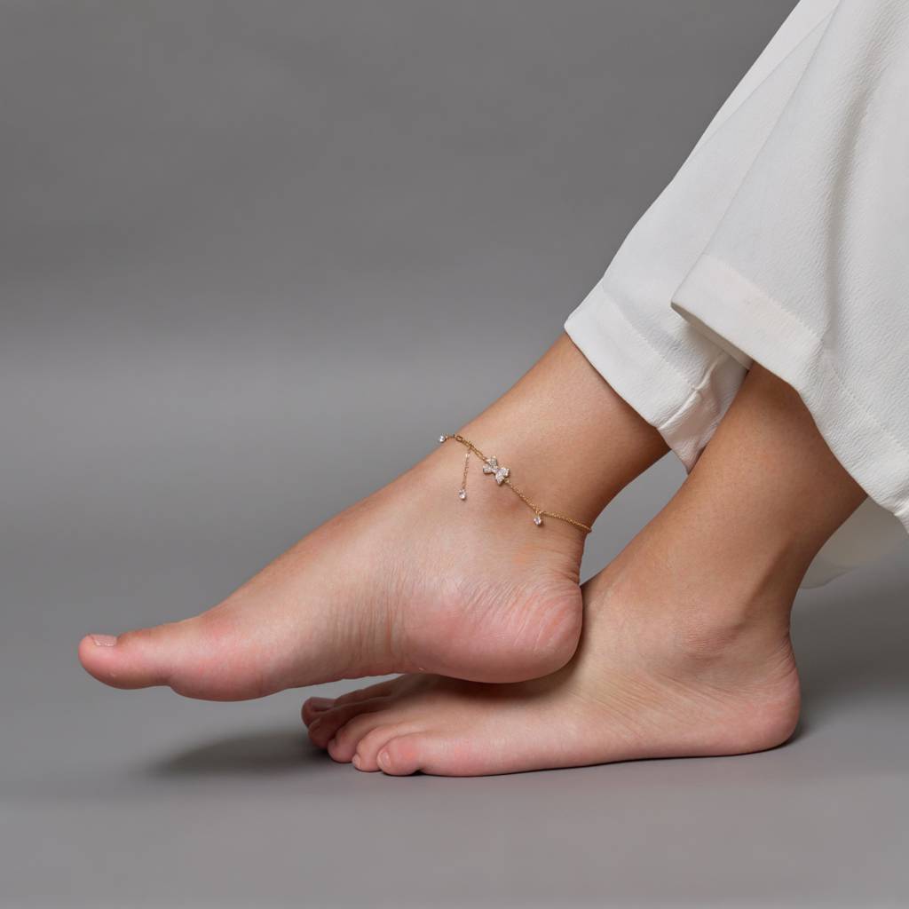 Kushal'S Fashion Jewellery White Gold-Plated Party Trendy Zircon Anklet -455241 : 455241