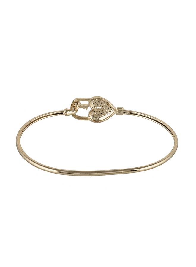 Sparkling Elegance Heart Lock And Key Brass Cz Rose Gold Plated Bracelet : 8905124472820