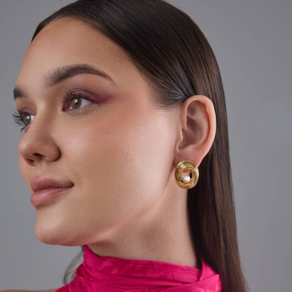 Kushal'S Fashion Jewellery Pearl Gold-Plated Party Zircon Studs Earring-185884 : 443329