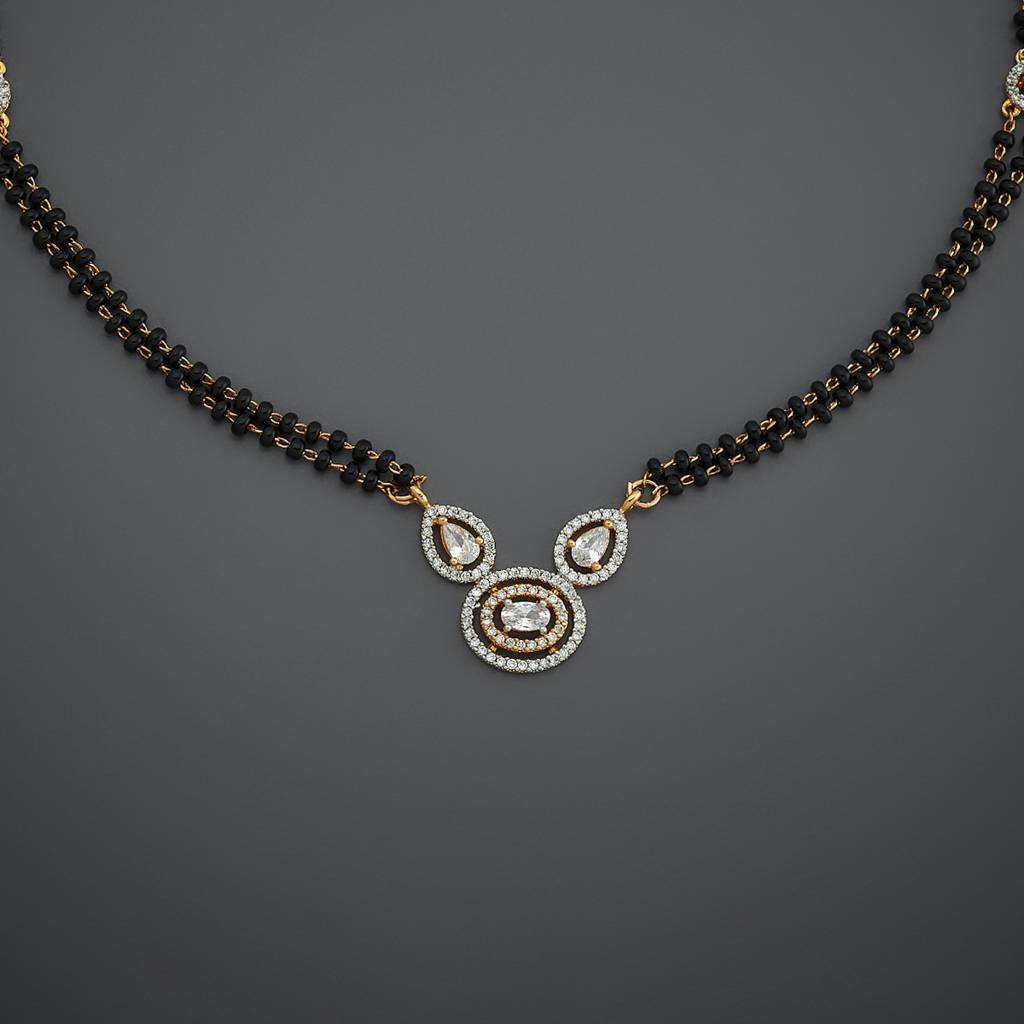Kushal'S Fashion Jewellery White Rhodium-Plated Party Zircon Mangalsutra-181197 : 433285