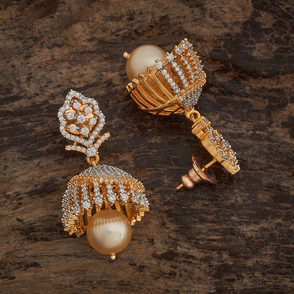 Kushal'S Fashion Jewellery White Rhodium-Plated Party Zircon Jhumkas-184900 : 441440