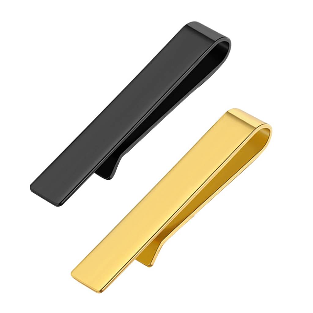 Gold & Black 316L Stainless Steel Classic Tie Pins For Men Formal Business Accessories Gift (Pack Of 2) : PX9T25