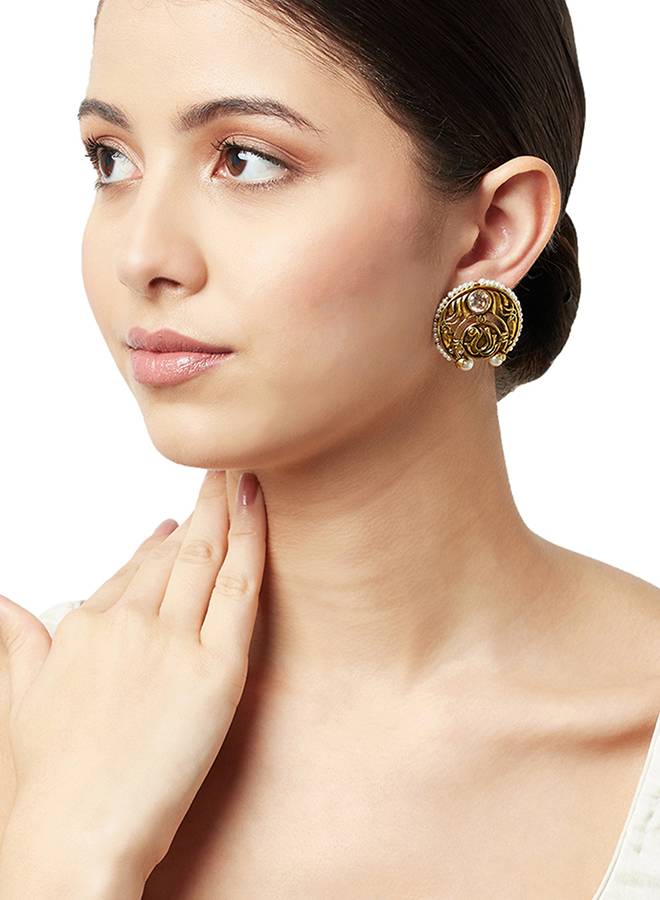 Gold Finish Traditional Earrings From Apsara Collection : 8905124452815