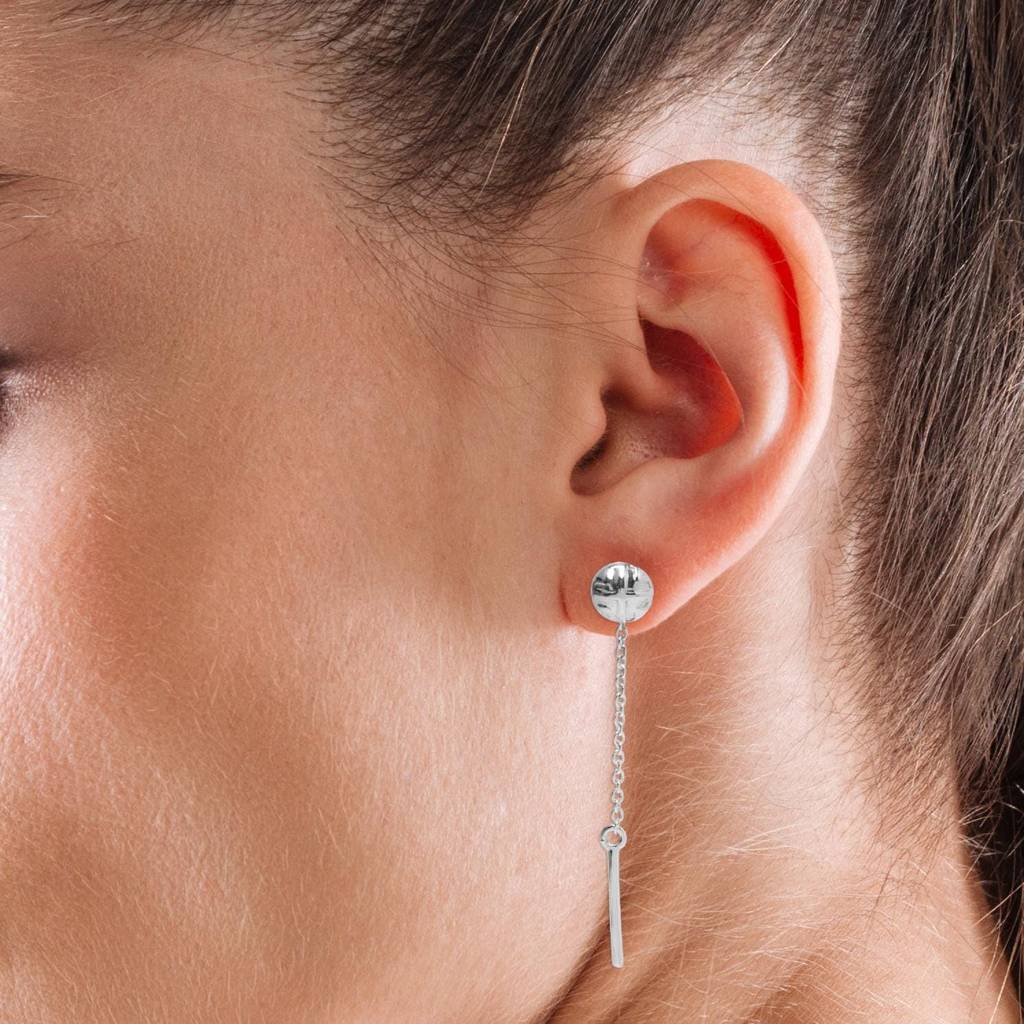 925 Silver Drop Dangle Earrings | 2-In-1 Removable Chain Bar Earrings Gift : SE_000686