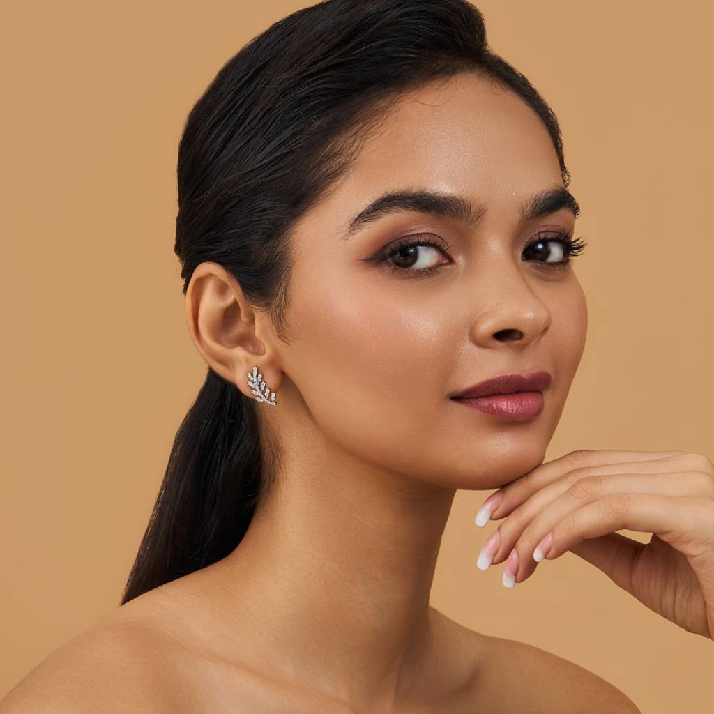 Kushal'S Fashion Jewellery White Rhodium Gold-Plated Party Zircon  Studs -177508 : 425577