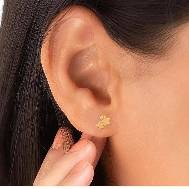 925 Silver Tiny Twin Star Stud Earrings Â Minimalist Celestial Jewelry Gift : SE_000642