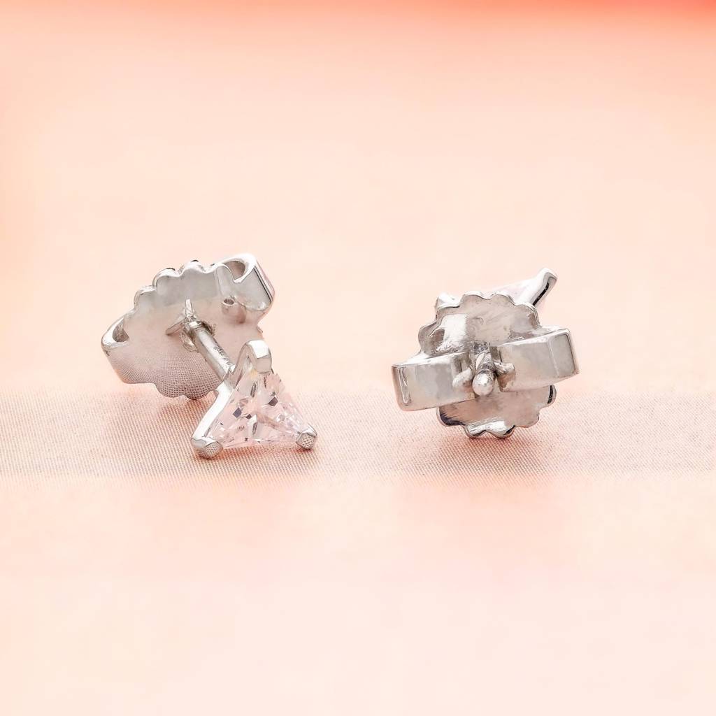 925 Silver Trillion Cut Cz Stud Earrings Â Minimalist Bridesmaid Jewelry : SE_000591