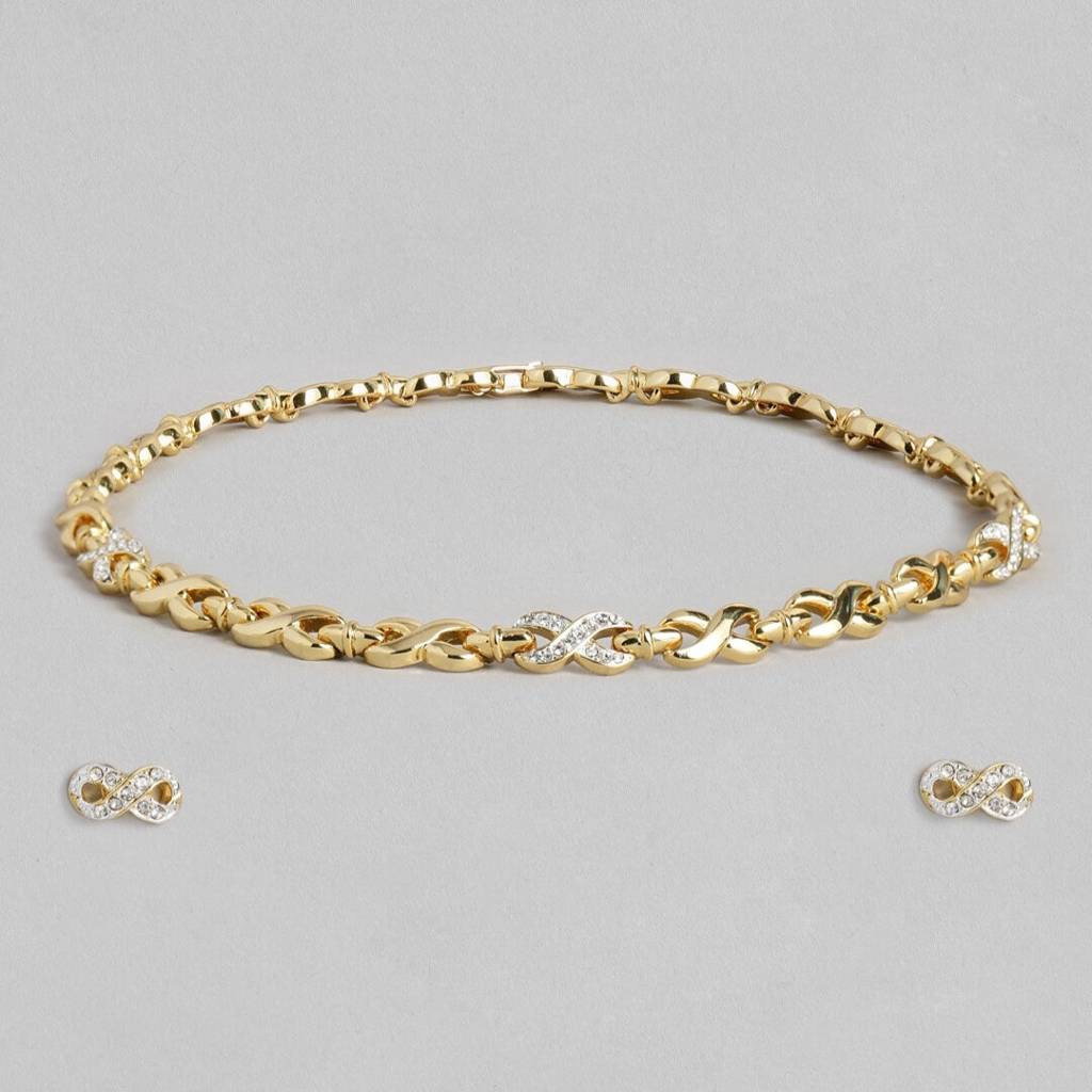 Estele Gold & Rhodium Plated Infinity Loops With Austrian Crystal Necklace Set For Women : 8318NKER
