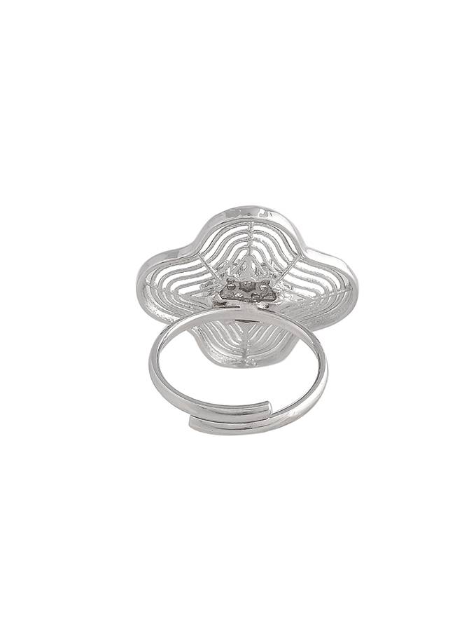 Sparkling Elegance Edgy Floral Motif Cz Ring-Jibom20179 : 8905124504286