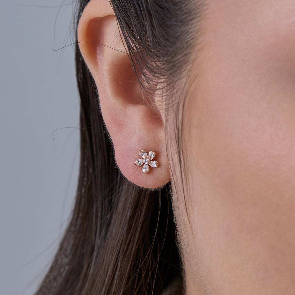 Kushal'S Fashion Jewellery White Rhodium-Plated Party Zircon 92.5 Sterling Silver Stud Earrings-183072 : 437103