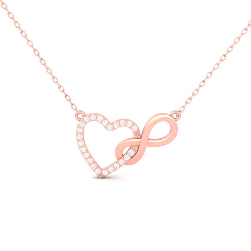 Heart & Infinity Moissanite Necklace 14K Gold Plated : TGDP-189-Y