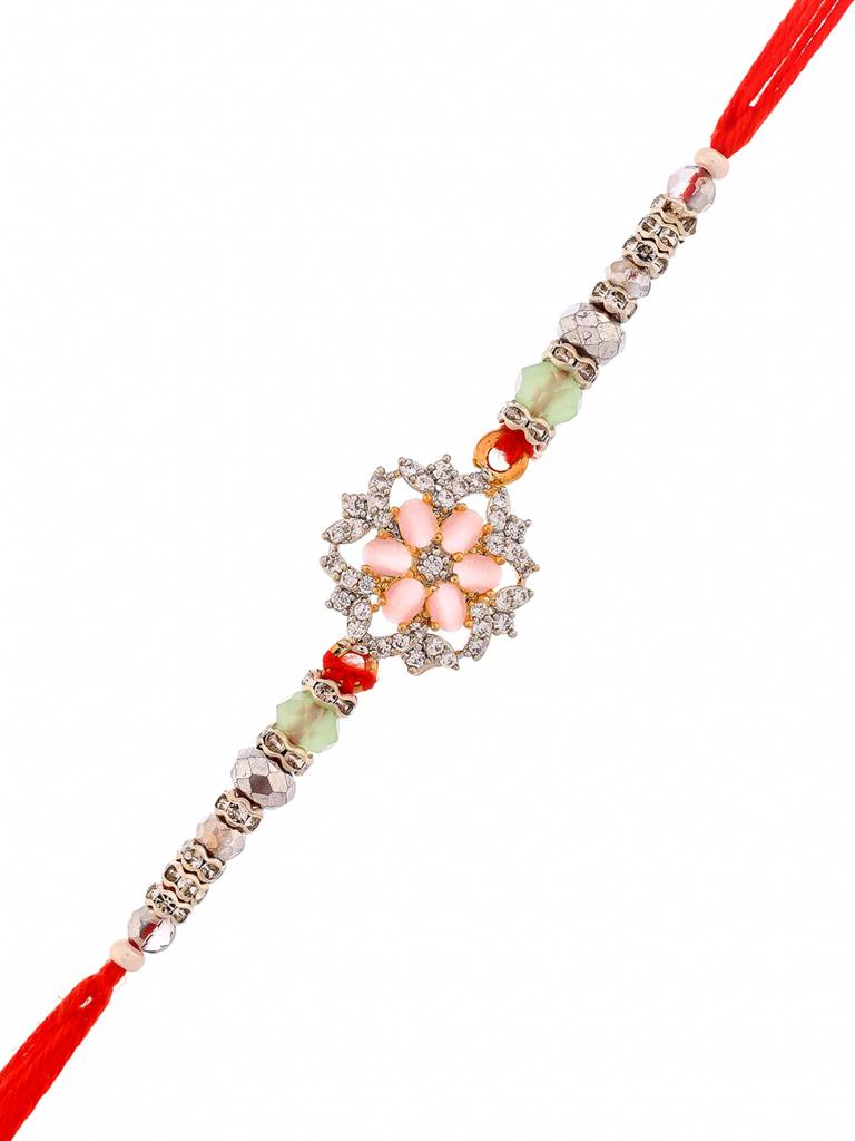 Men'S Bejewelled Red Thread Rakhi For Brother : 8905124524215