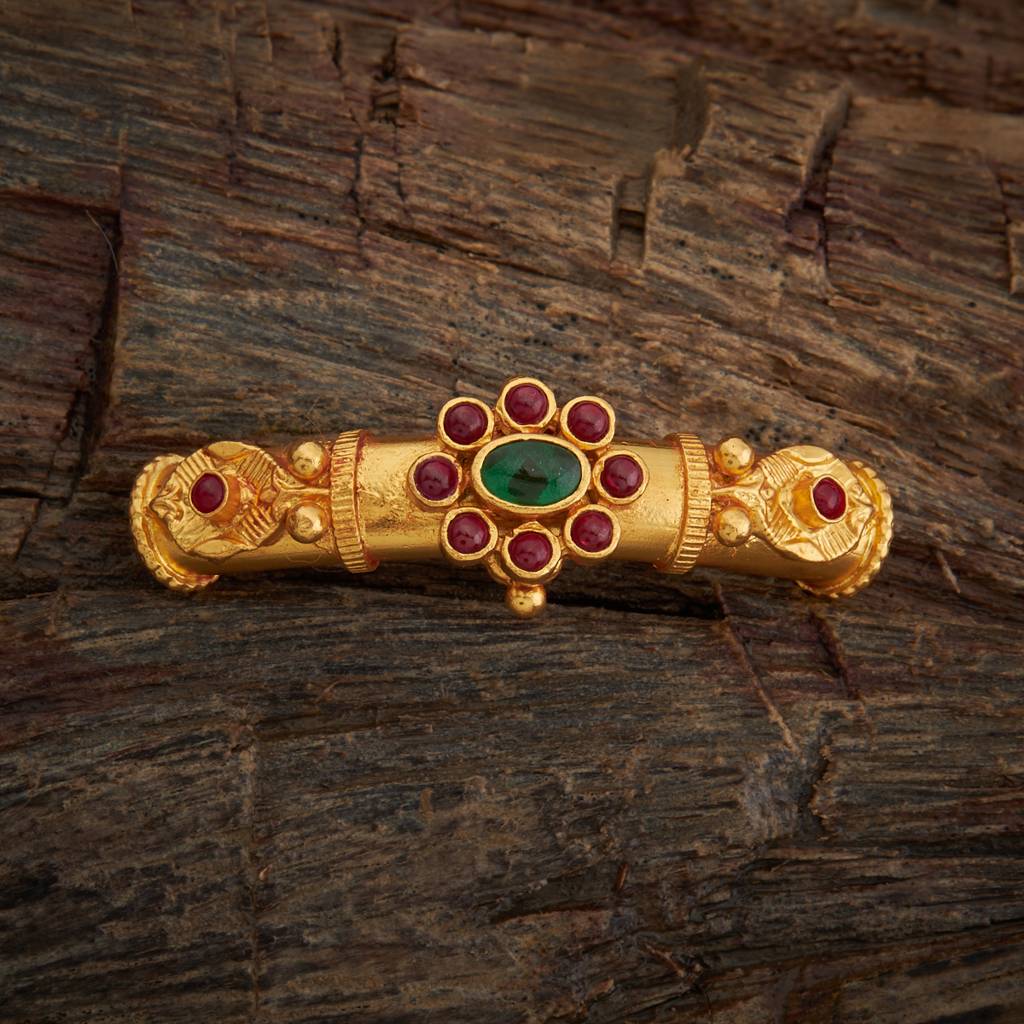 Kushal'S Fashion Jewellery Multi Gold-Plated Ethnic 92.5 Temple Silver Bangle - 395952 : 395952