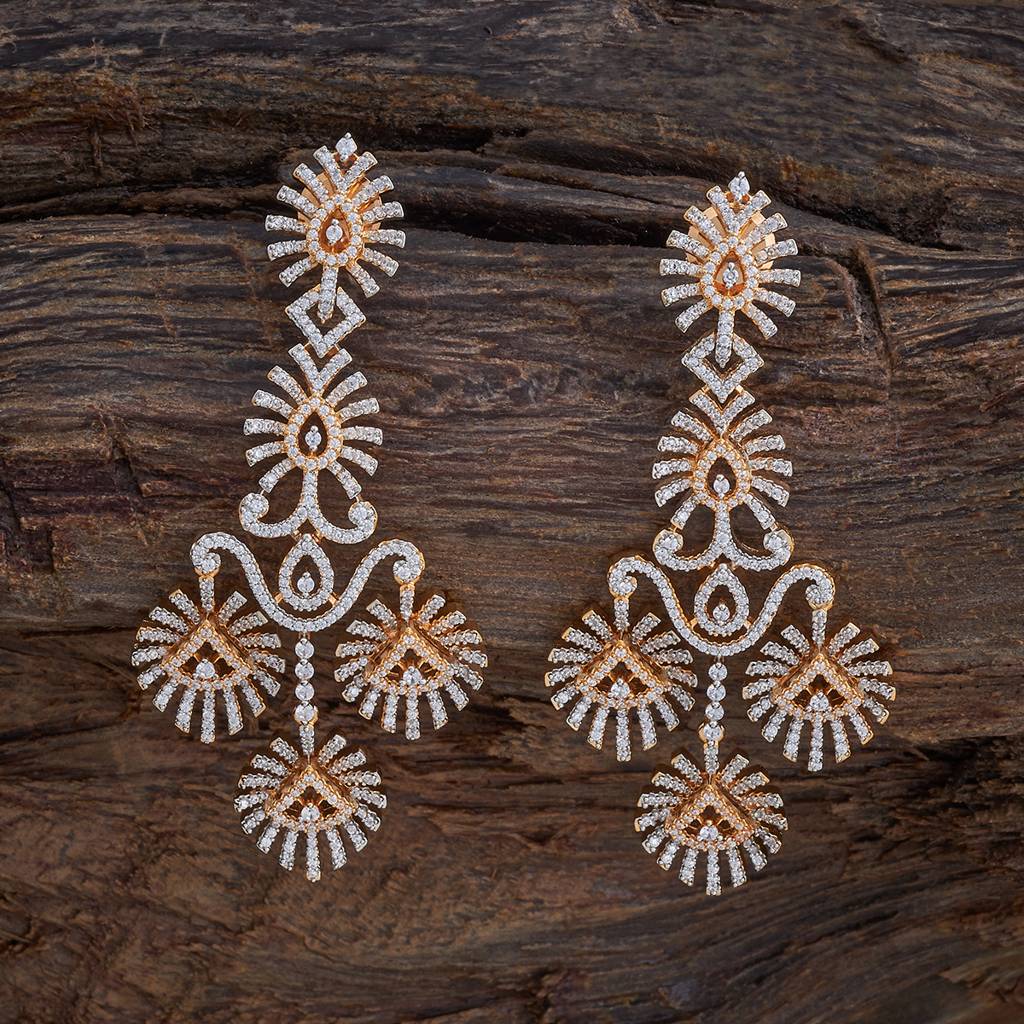 White Rhodium-Plated Party Zircon Drop Earrings : 427371