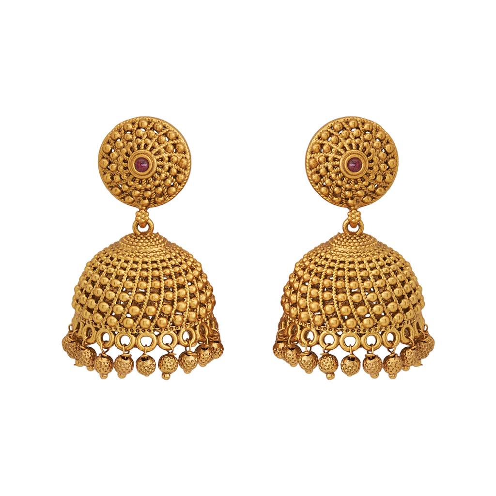 Kushal'S Fashion Jewellery Ruby Gold-Plated Ethnic Antique  Jhumkas -167520 : 405898