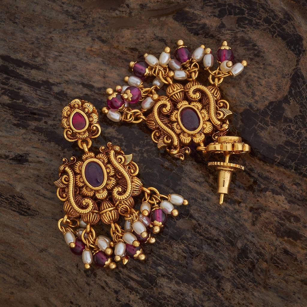 Kushal'S Fashion Jewellery Ruby Gold-Plated Festive Antique Earring-181375 : 433537