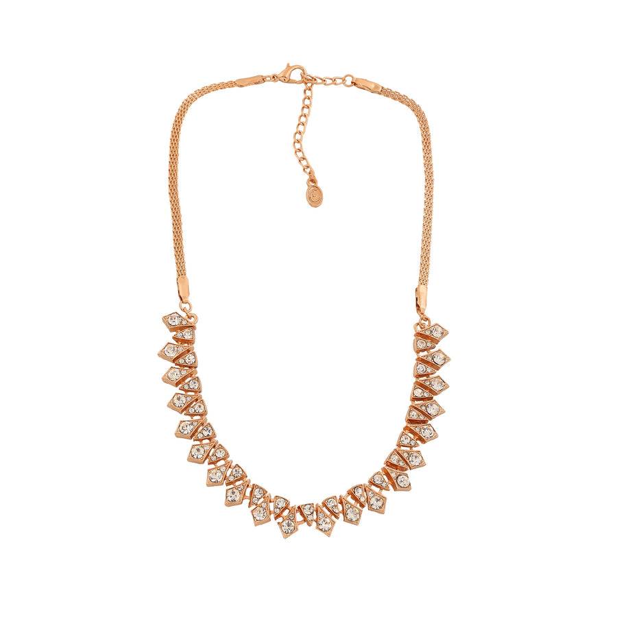 Estele Rose Gold Plated Trendy Classic Necklace Set With Austrian Crystals For Women : 9586-RGNKER