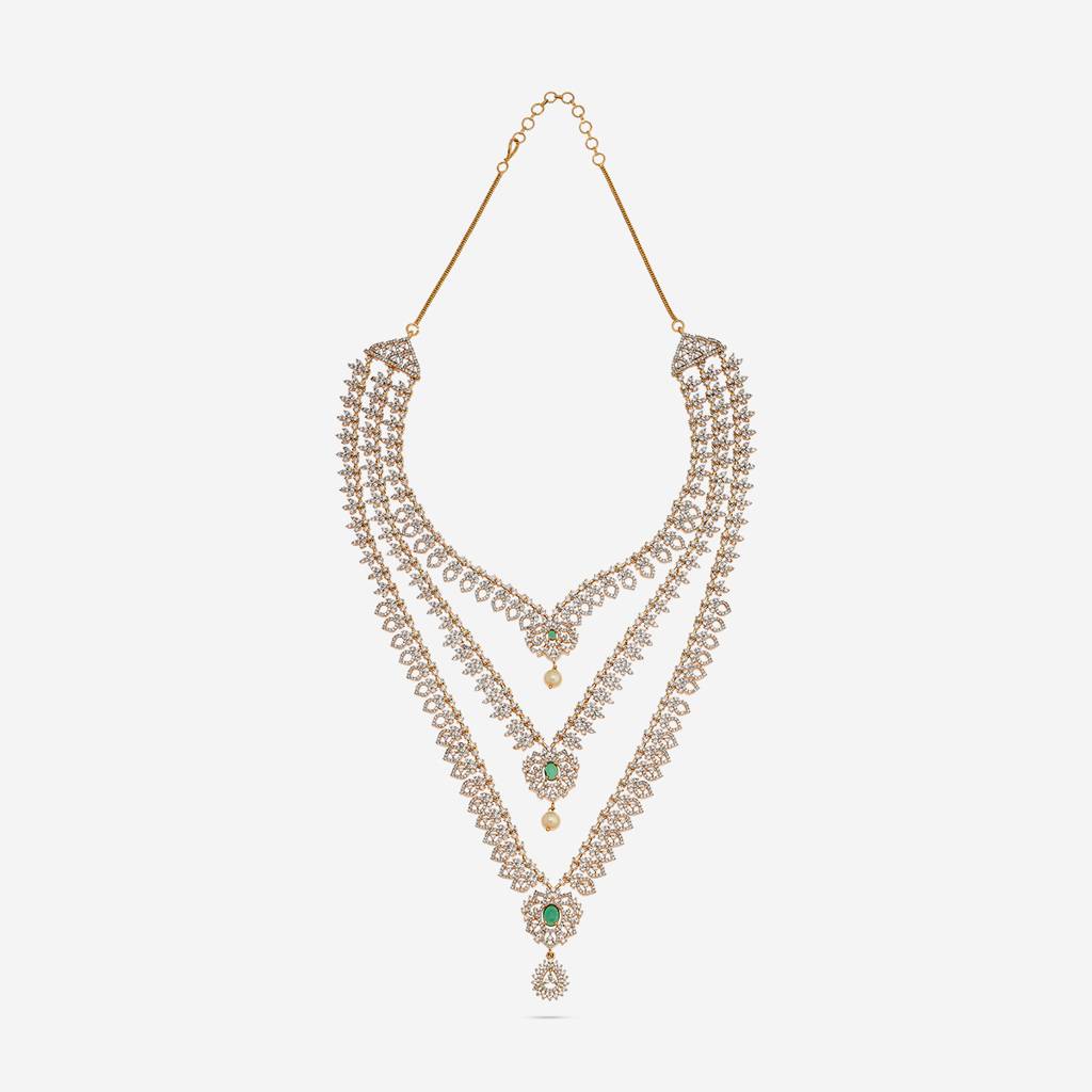 Green Gold-Plated Party Zircon Necklace-442603 : 442603