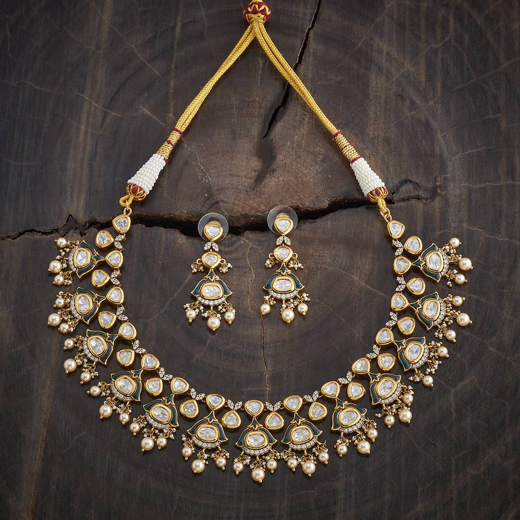 Kushal'S Fashion Jewellery Green Victorian-Plated Ethnic Kundan Jewellery Set -426971 : 426971