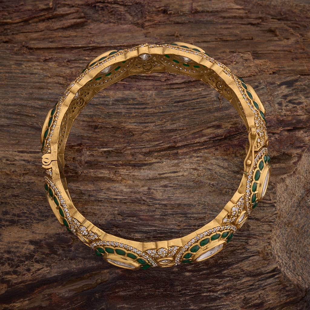 Green Plated Ethnic Kundan Bangle-433497 : 433497