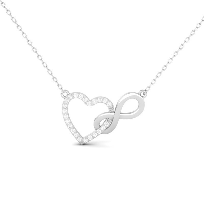 Heart & Infinity Moissanite Necklace 14K Gold Plated : TGDP-189-Y