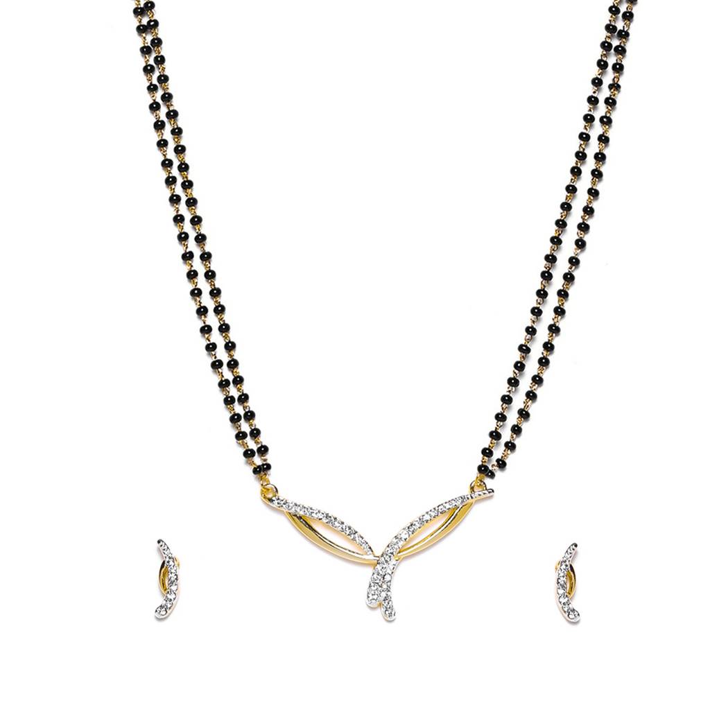 Estele Gold & Rhodium Plated Classic Styled Mangalsutra Necklace Set For Women : EMS14080074NKER