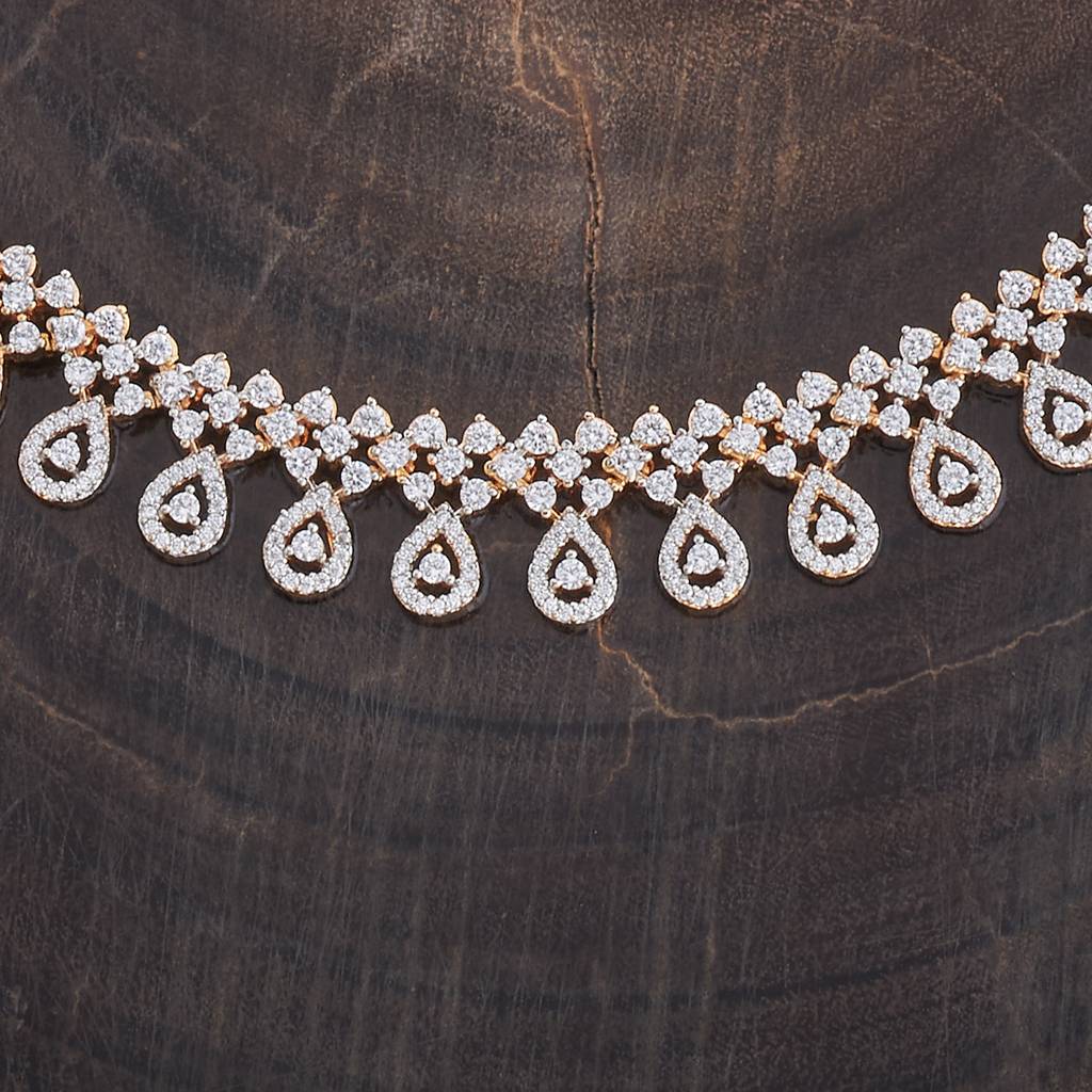 Kushal'S Fashion Jewellery Rhodium-Plated Cubic Zirconia Studded Jewellery Set-163798 : 400315
