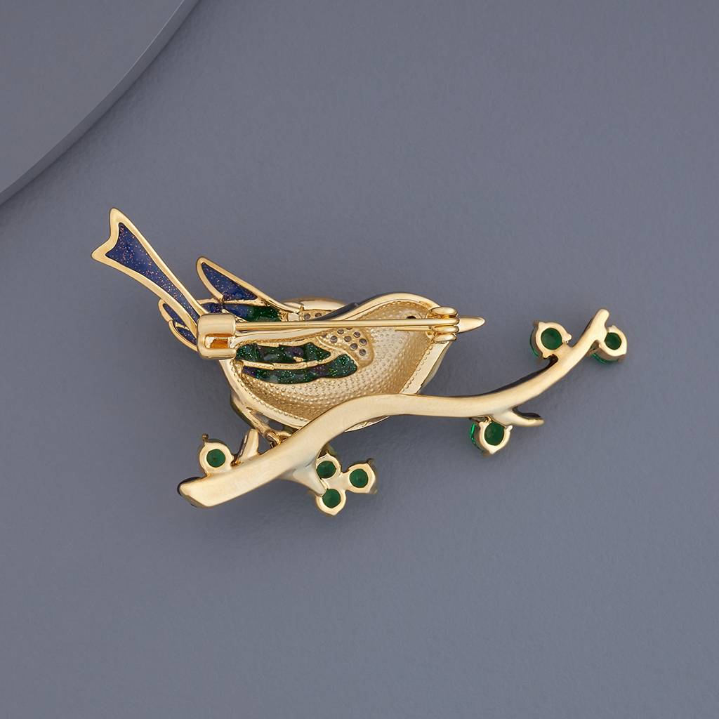 Kushal'S Fashion Jewellery Green Gold-Plated Copper Party Trendy Brooch-179799 : 430039