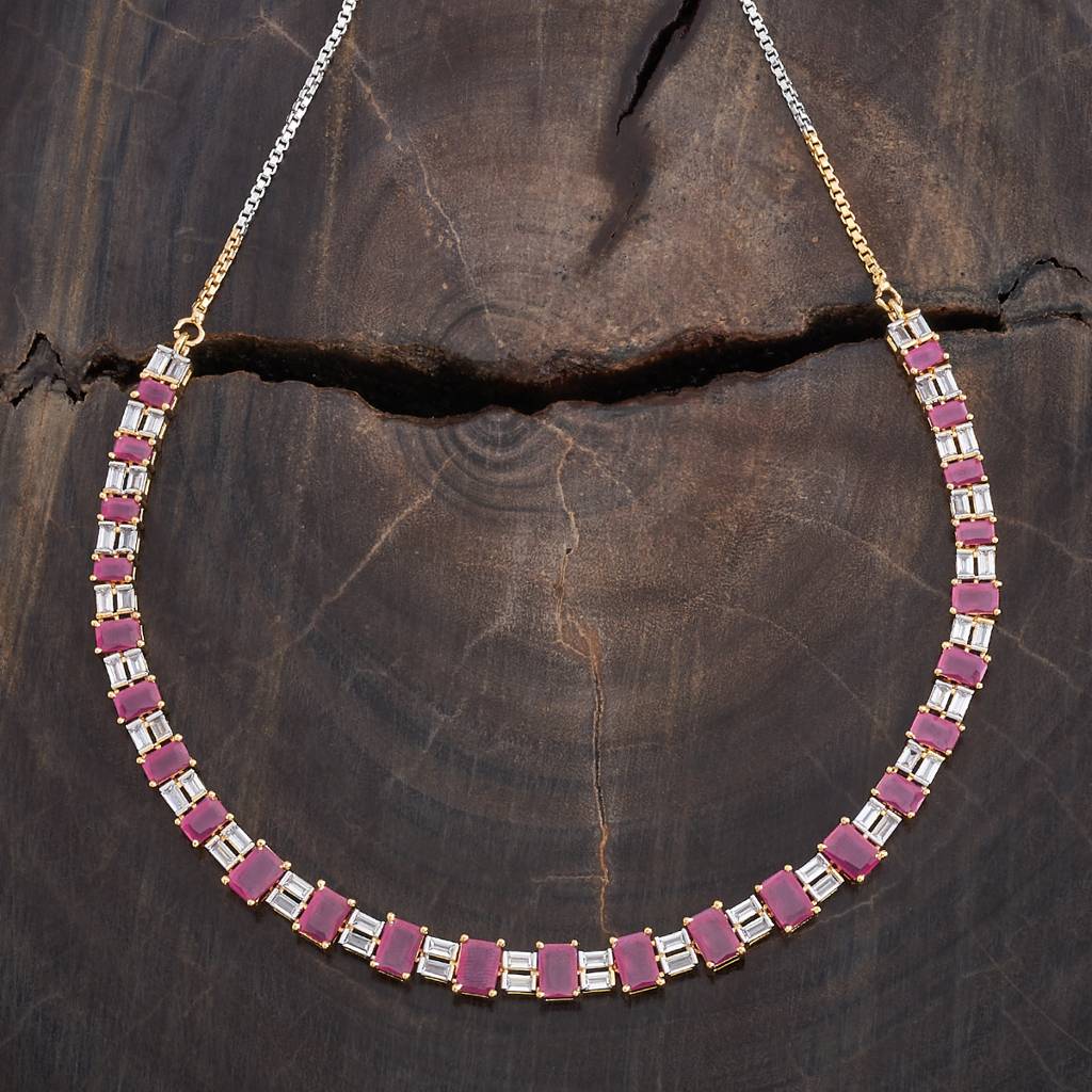 Ruby Gold-Plated Party Zircon Necklace-424950 : 424950