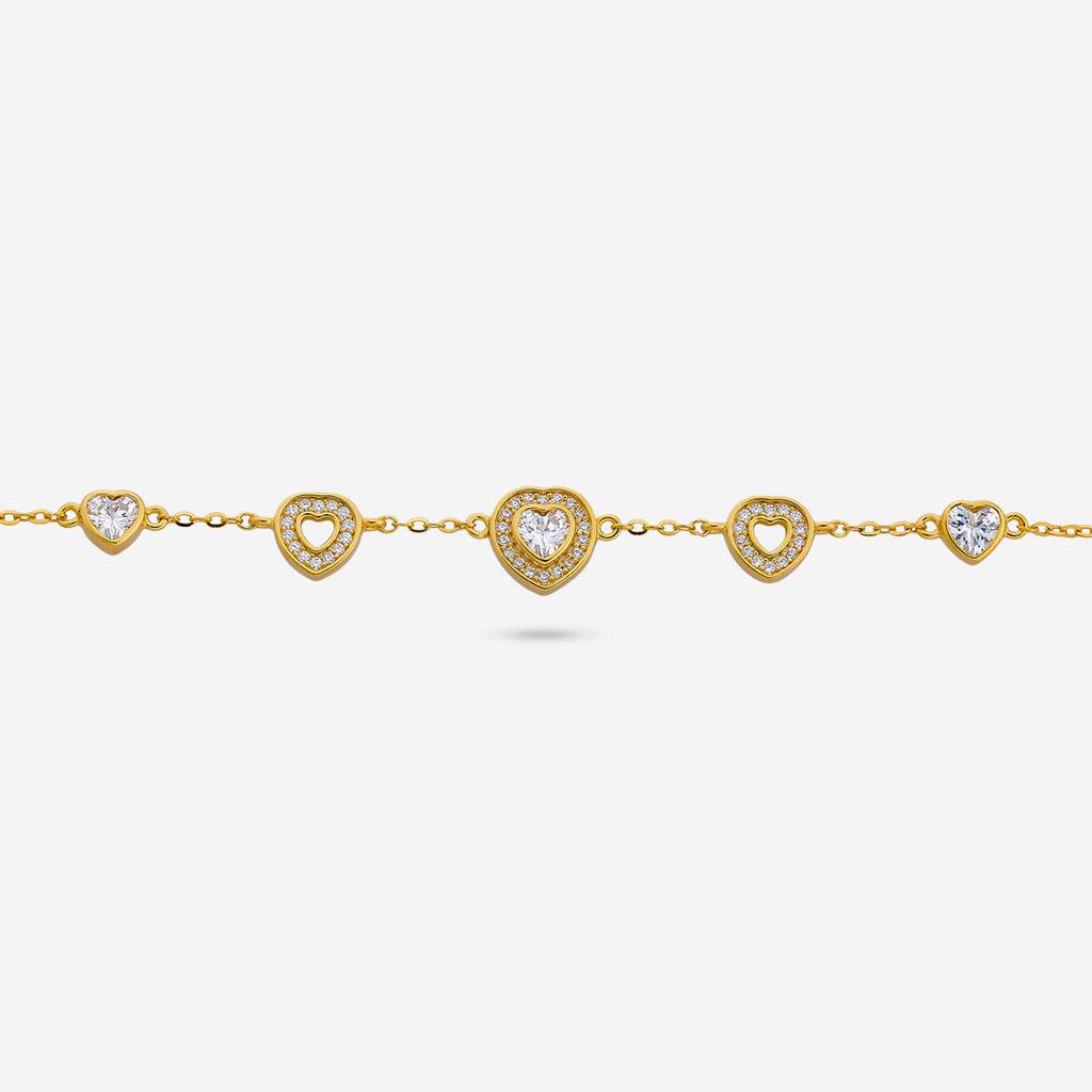 Gold-Plated Party Zircon 92.5 Sterling Silver Bracelet -458091 : 458091