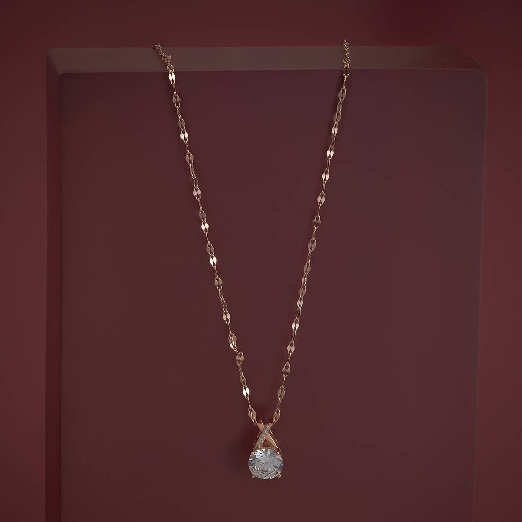 Kushal'S Fashion Jewellery White Rose Gold-Plated Zircon Party 92.5 Sterling Silver Pendant-183186 : 437507