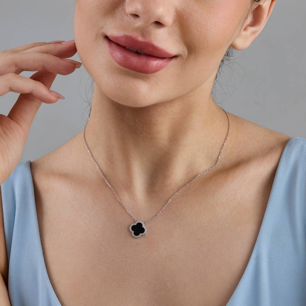 Kushal'S Fashion Jewellery Black Rose Gold-Plated Zircon Party 92.5 Sterling Silver Pendant-182977 : 436984