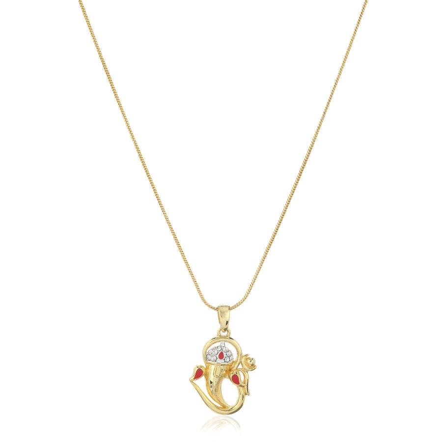 Estele Gold Plated Ganesh Pendant With White Austrian Crystals For Women : 836PENDANT