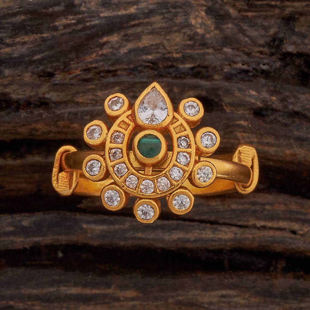 Kushal'S Fashion Jewellery 92.5 Pure Silver Gold-Plated Temple Finger Ring-178147 : 426733