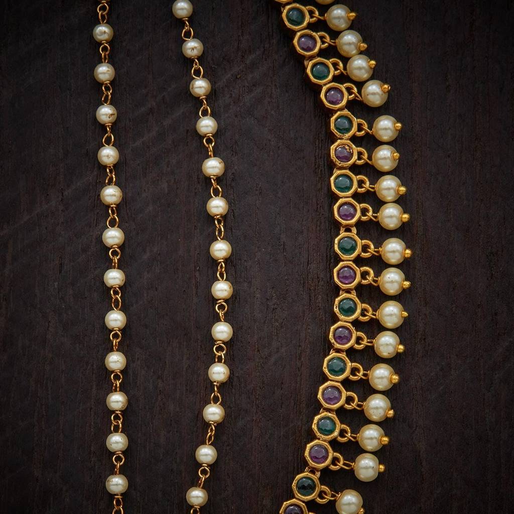 Ruby-Green Gold-Plated Ethnic Antique Hair Matil  -395897 : 395897
