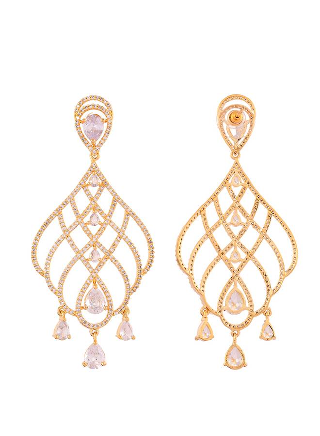 Sparkling Elegance Regal Radiance American Diamond Dangler Earrings : 8905124529227