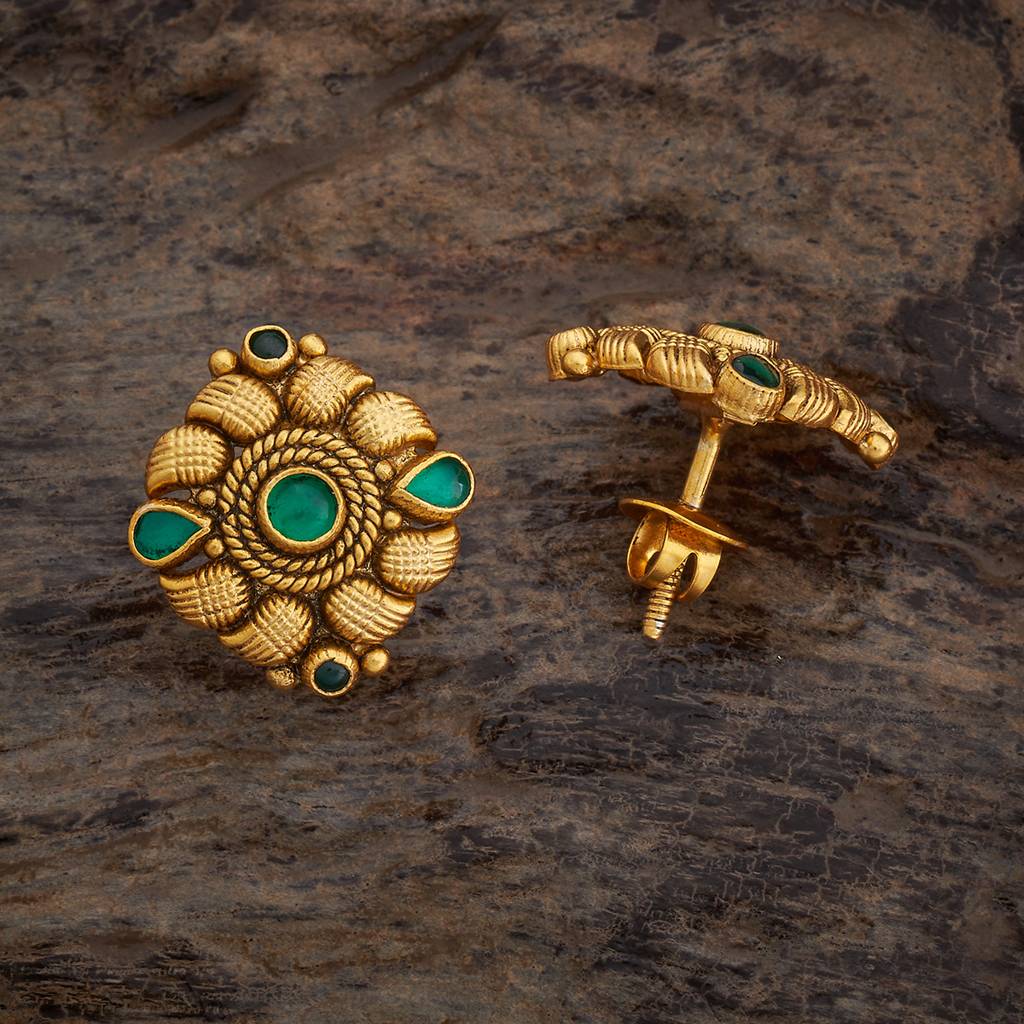 Kushal'S Fashion Jewellery Oxidised Gold-Plated Ethnic 92.5 Pure Silver Temple Studs-177425 : 425363